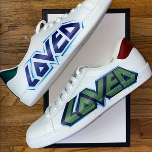 Gucci Ace Loved Leather Sneaker Size 9.5